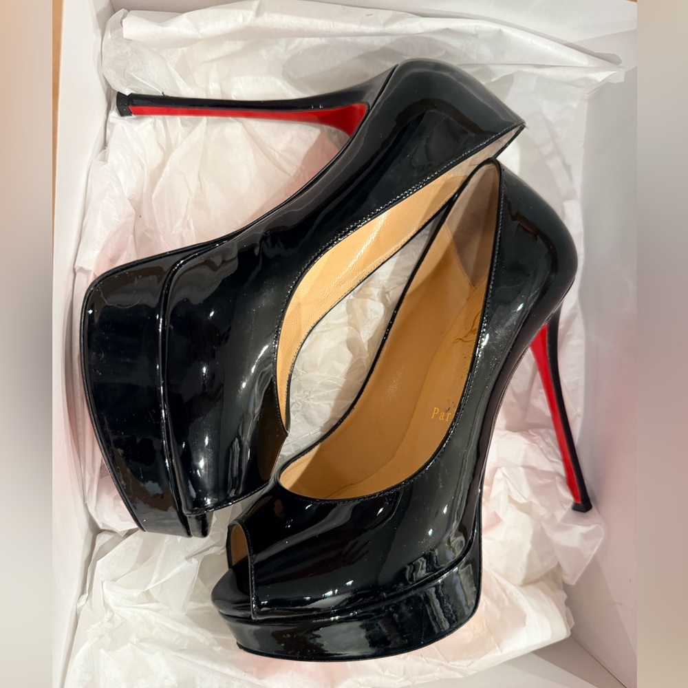 Christian Louboutin Black Patent Heels with Red Sole